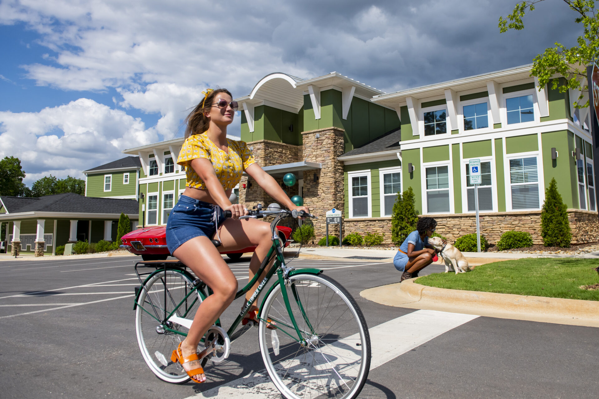 girl riding bicycle at evolve community