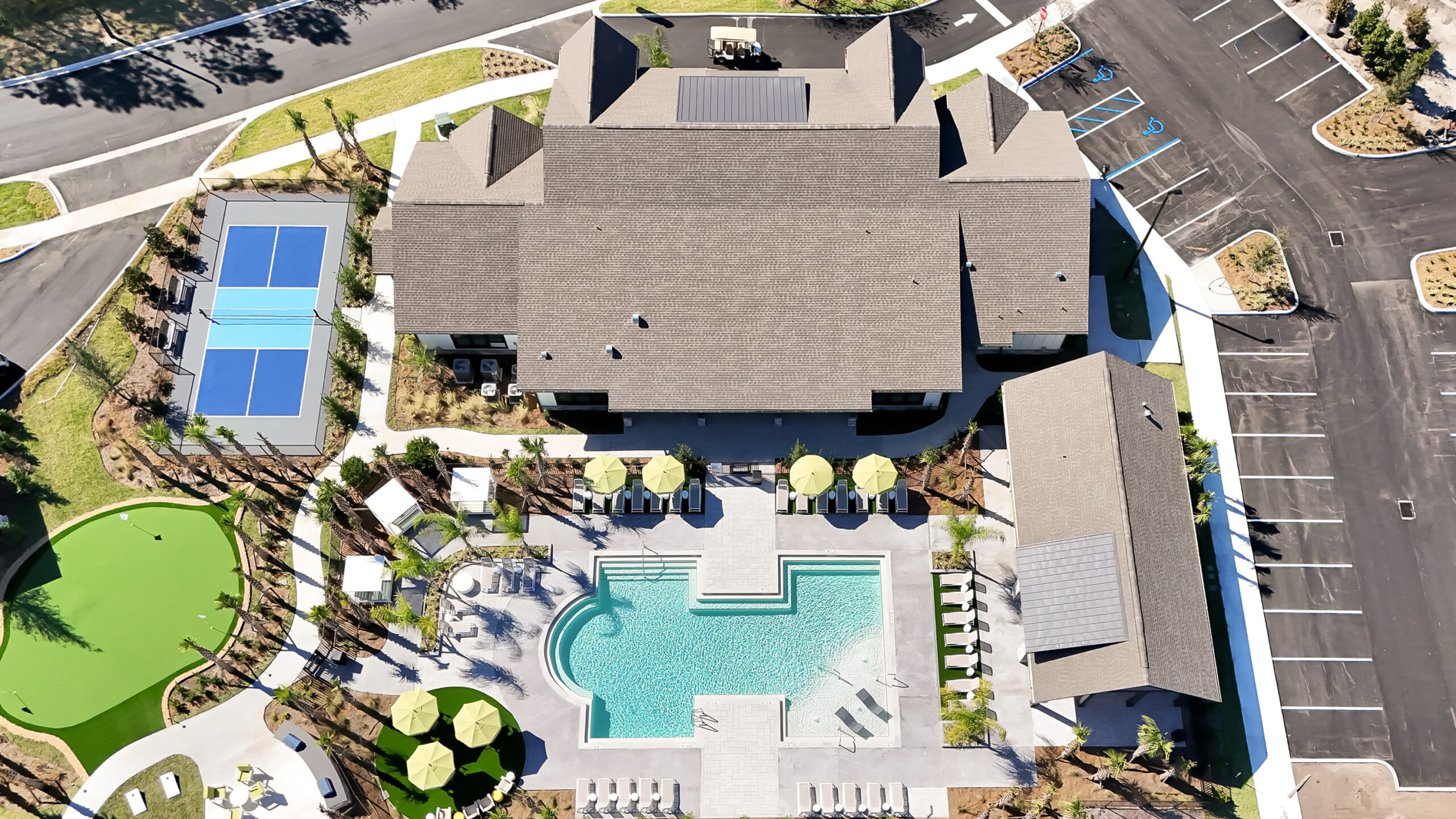 evolve-palm-coast-aerial Evolve Palm Coast pool and clubhouse