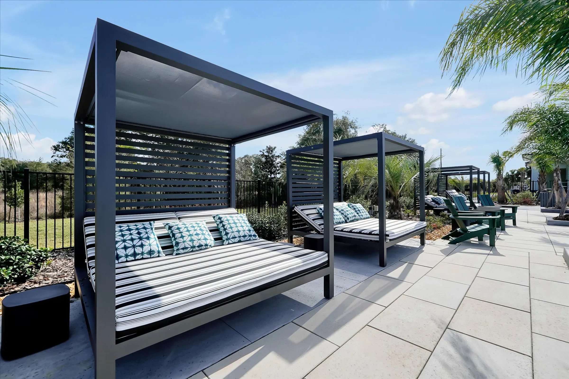 pool cabanas at evolve grove park
